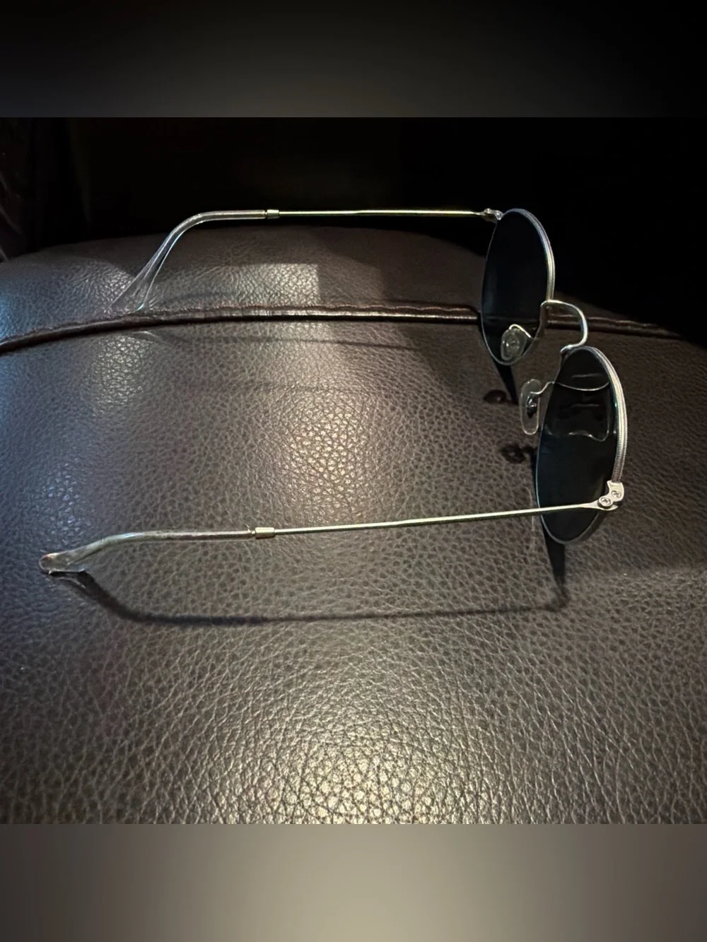 Slim Oval Metal Frame RayBan Sunglasses - Black Lenses